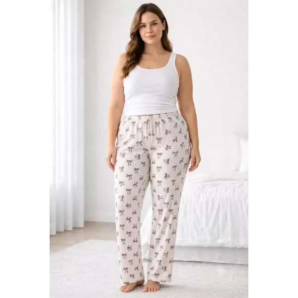 Viskon Pamuklu Kadın Büyük Beden Pudra Desenli Pijama Pantolon - MGB009 - Mudanis