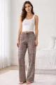 Viskon Pamuklu Kadın Gri Desenli Pijama Pantolon - MG011 - Mudanis