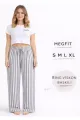 Viskon Pamuklu Kadın Açık Gri Çizgili Pijama Pantolon - MG006 - Mudanis