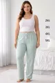 Viskon Pamuklu Kadın Büyük Beden Açık Gri Desenli Pijama Pantolon - MGB008 - Mudanis