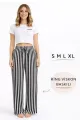 Viskon Pamuklu Kadın Siyah Çizgili Pijama Pantolon - MG001 - Mudanis