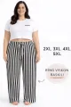 Viskon Pamuklu Kadın Büyük Beden Siyah Çizgili Pijama Pantolon - MGB001 - Mudanis