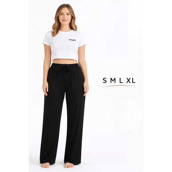 Viskon Pamuklu Kadın Siyah Pijama Pantolon - MG002 - Mudanis