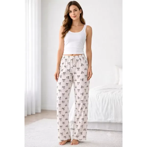 Viskon Pamuklu Kadın Pudra Desenli Pijama Pantolon - MG009 - Mudanis