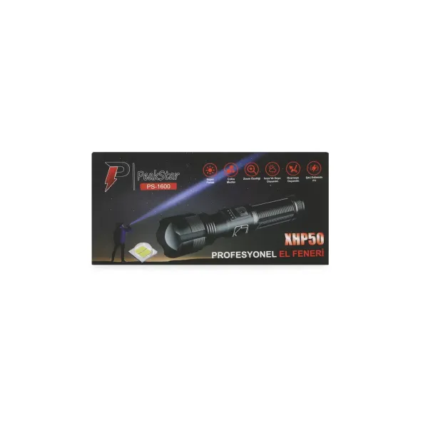 Ps-1600 Süper Parlak Led Zoomlu 5 Mod Su Geçirmez Profesyonel Kamp Bekçi Avcı Feneri