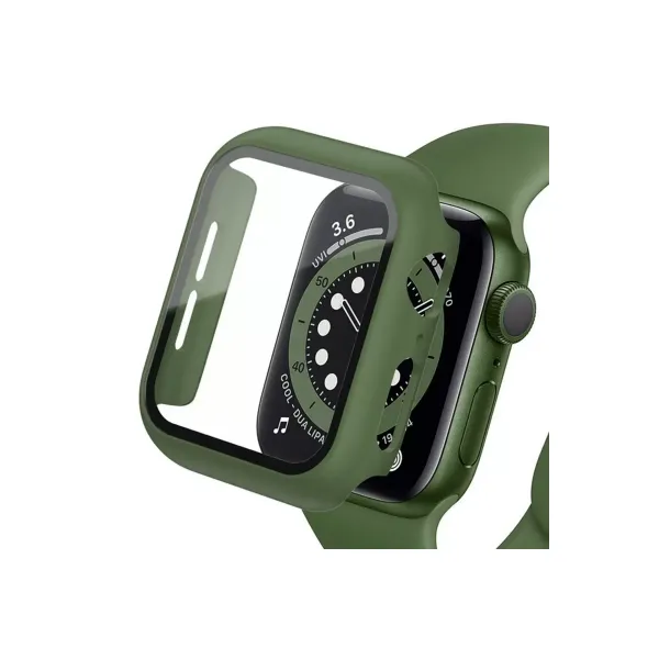 Apple Watch 42mm Camlı Kasa Ekran Koruyucu - Koyu Yeşil