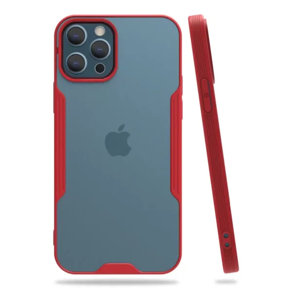 Apple İphone 12 Pro Max Kılıf Platin Silikon - Kırmızı