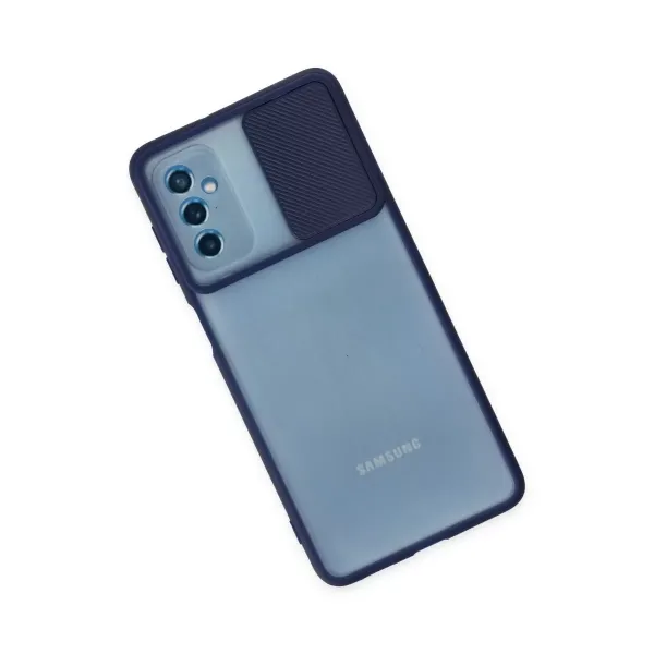 Samsung Galaxy M52 5g Kılıf Palm Buzlu Kamera Sürgülü Silikon - Lacivert