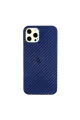 Apple İphone 12 Pro Max Kılıf Karbon Pp Silikon - Mavi