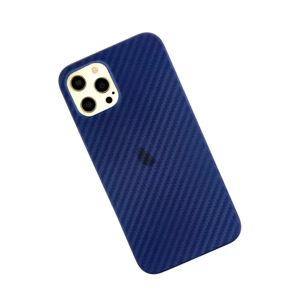 Apple İphone 12 Pro Max Kılıf Karbon Pp Silikon - Mavi