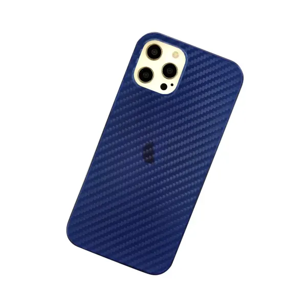 Apple İphone 12 Pro Max Kılıf Karbon Pp Silikon - Mavi