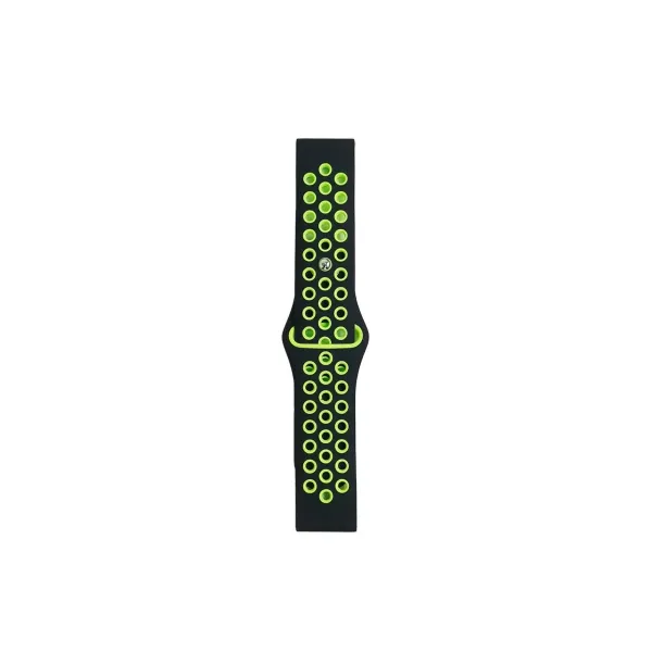 Watch 20mm Spor Delikli Kordon - Siyah-yeşil