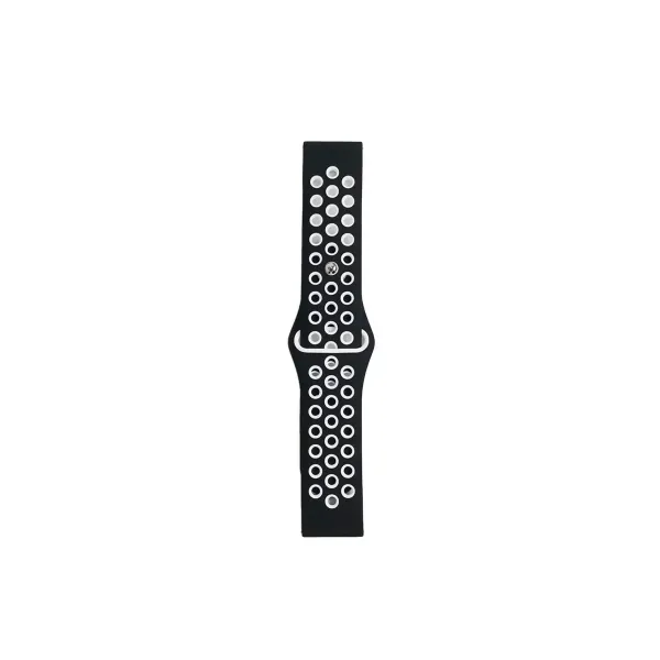Watch 20mm Spor Delikli Kordon - Siyah-beyaz