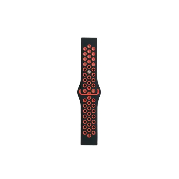 Watch 22mm Spor Delikli Kordon - Siyah-kırmızı