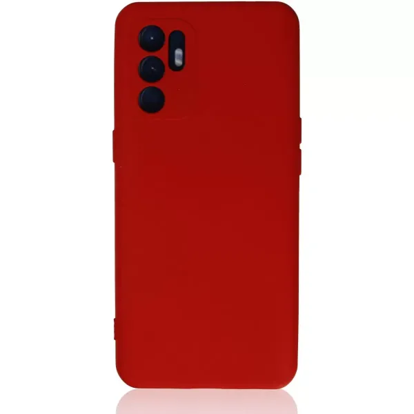 Oppo Reno 6 Kılıf Nano İçi Kadife Silikon - Kırmızı