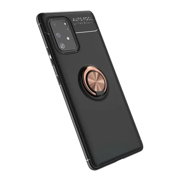 Samsung Galaxy A91 / S10 Lite Kılıf Range Yüzüklü Silikon - Siyah-gold