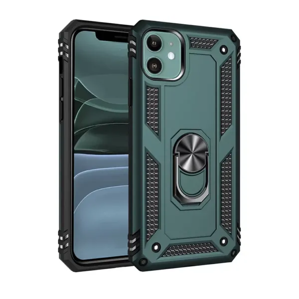 Apple İphone 11 Kılıf Sofya Yüzüklü Silikon Kapak - Yeşil