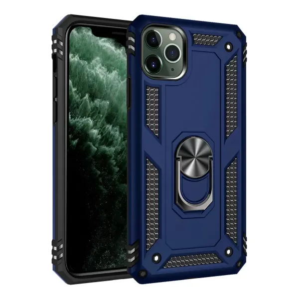 Apple İphone 11 Pro Kılıf Sofya Yüzüklü Silikon Kapak - Lacivert