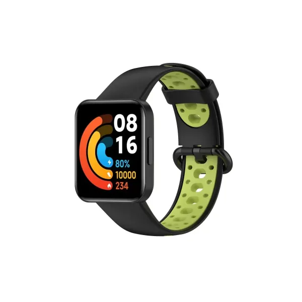 Xiaomi Redmi Watch 2 Spor Delikli Kordon - Siyah-yeşil