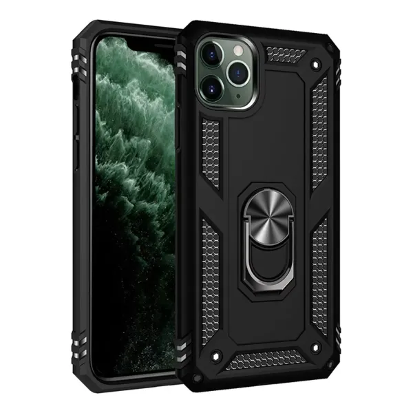 Apple İphone 11 Pro Max Kılıf Sofya Yüzüklü Silikon Kapak - Siyah