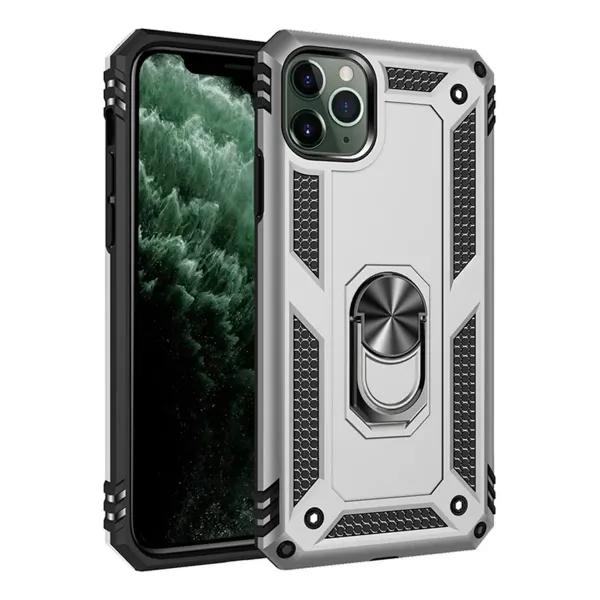 Apple İphone 11 Pro Max Kılıf Sofya Yüzüklü Silikon Kapak - Gümüş