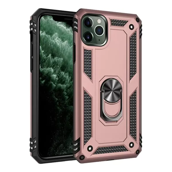 Apple İphone 11 Pro Max Kılıf Sofya Yüzüklü Silikon Kapak - Rose