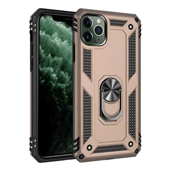 Apple İphone 11 Pro Max Kılıf Sofya Yüzüklü Silikon Kapak - Gold
