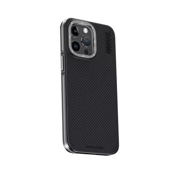 Joko Apple İphone 15 Pro Max Kılıf Aramid 600d Kevlar Karbon Fiber Magsafe Kapak - Gri