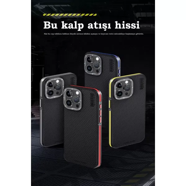 Joko Apple İphone 15 Pro Max Kılıf Aramid 600d Kevlar Karbon Fiber Magsafe Kapak - Gri