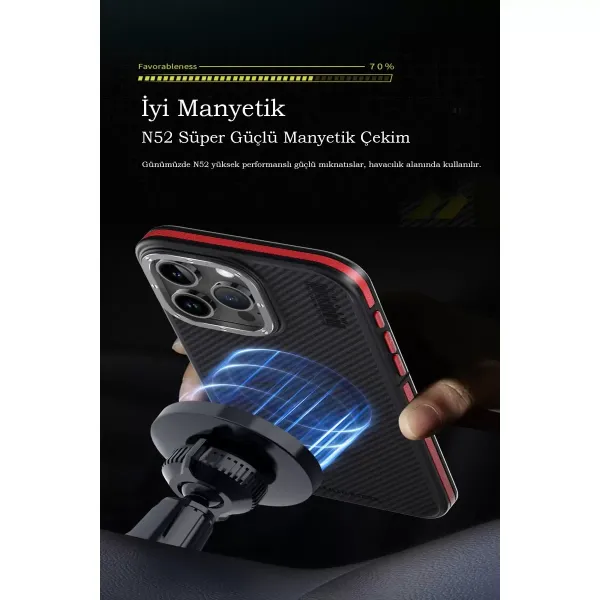 Joko Apple İphone 15 Pro Max Kılıf Aramid 600d Kevlar Karbon Fiber Magsafe Kapak - Gri