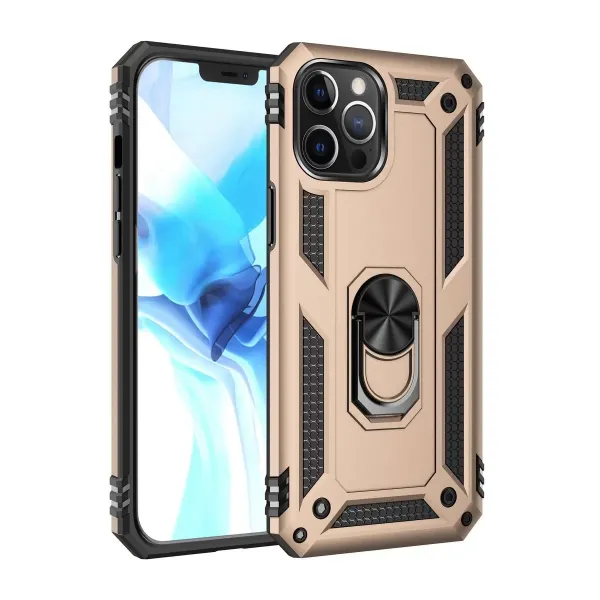 Apple İphone 12 Pro Max Kılıf Sofya Yüzüklü Silikon Kapak - Gold