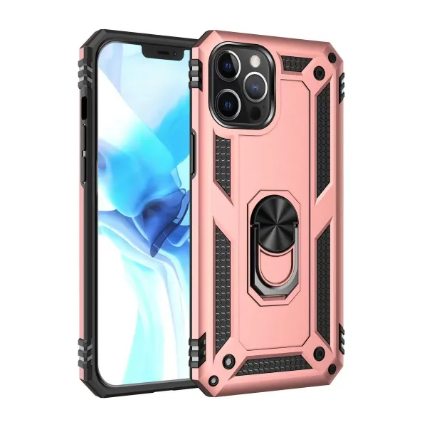 Apple İphone 12 Pro Max Kılıf Sofya Yüzüklü Silikon Kapak - Rose