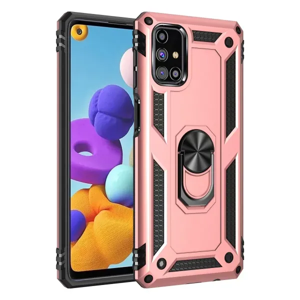 Samsung Galaxy M31s Kılıf Sofya Yüzüklü Silikon Kapak - Rose