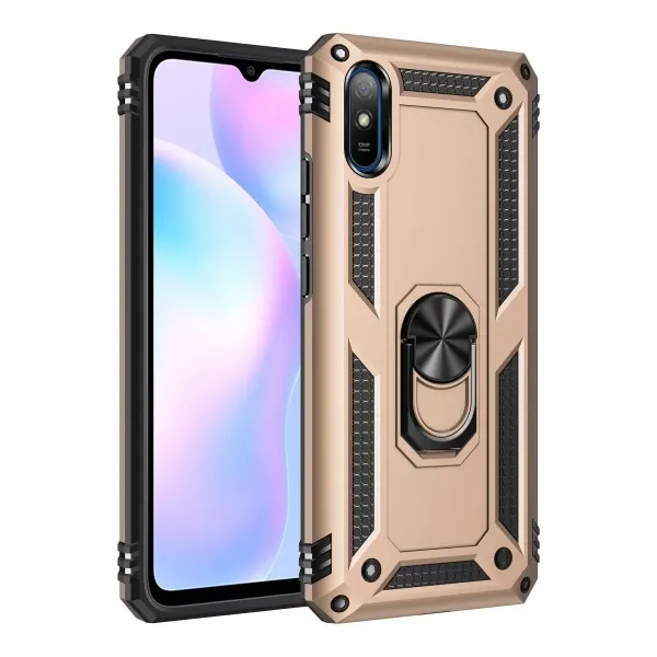 Xiaomi Redmi 9a Kılıf Sofya Yüzüklü Silikon Kapak - Gold