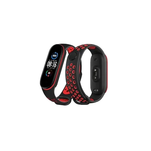 Xiaomi Mi Band 4 Spor Delikli Kordon - Siyah-kırmızı