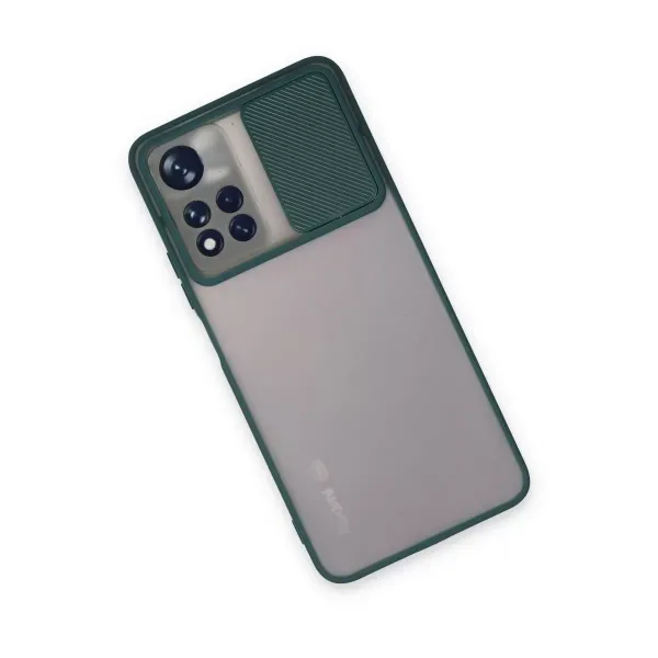 Xiaomi Redmi Note 11t Kılıf Palm Buzlu Kamera Sürgülü Silikon - Yeşil