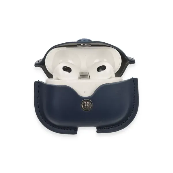 Apple Airpods 3 (3.nesil) Çanta Deri Kılıf - Lacivert