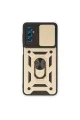 Samsung Galaxy M52 5g Kılıf Pars Lens Yüzüklü Silikon - Gold