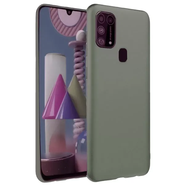 Samsung Galaxy M31 Kılıf Nano İçi Kadife Silikon - Koyu Yeşil