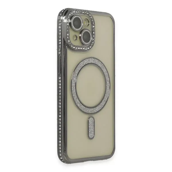 Apple İphone 13 Kılıf Joke Simli Magneticsafe Kılıf - Gri