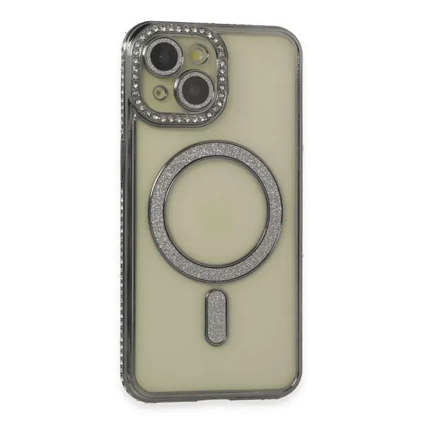 Apple İphone 13 Kılıf Joke Simli Magneticsafe Kılıf - Gri