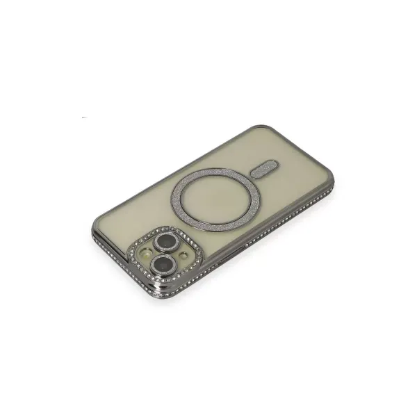 Apple İphone 13 Kılıf Joke Simli Magneticsafe Kılıf - Gri