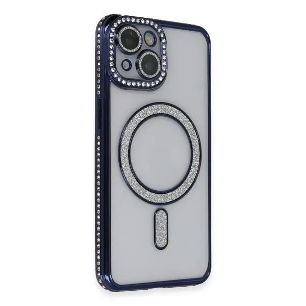 Apple İphone 13 Kılıf Joke Simli Magneticsafe Kılıf - Lacivert