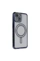 Apple İphone 13 Kılıf Joke Simli Magneticsafe Kılıf - Lacivert