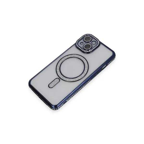 Apple İphone 13 Kılıf Joke Simli Magneticsafe Kılıf - Lacivert