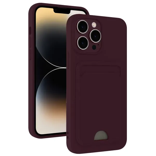 Apple İphone 13 Pro Max Kılıf Kelvin Kartvizitli Silikon - Derin Mor