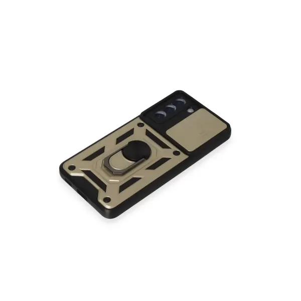 Samsung Galaxy S21 Fe Kılıf Pars Lens Yüzüklü Silikon - Gold