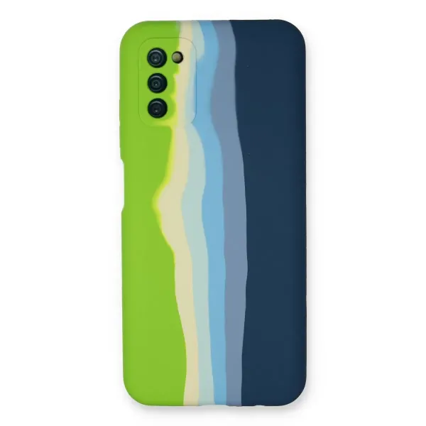 Samsung Galaxy A03s Kılıf Ebruli Lansman Silikon - Yeşil-koyu Yeşil