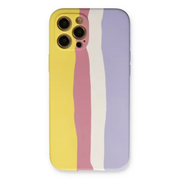 Apple İphone 12 Pro Max Kılıf Ebruli Lansman Silikon - Sarı-mavi