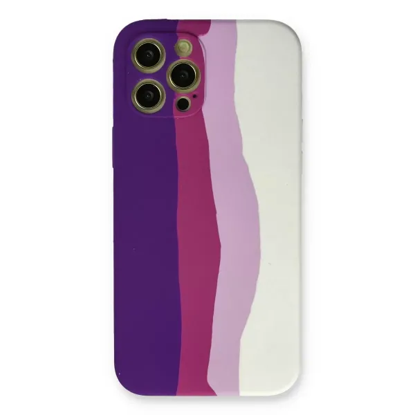 Apple İphone 12 Pro Max Kılıf Ebruli Lansman Silikon - Mor-beyaz